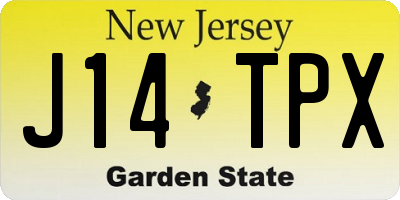 NJ license plate J14TPX