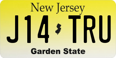 NJ license plate J14TRU