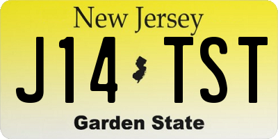 NJ license plate J14TST