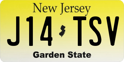 NJ license plate J14TSV