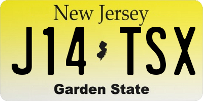 NJ license plate J14TSX