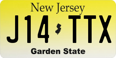 NJ license plate J14TTX