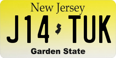 NJ license plate J14TUK