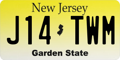 NJ license plate J14TWM