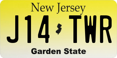 NJ license plate J14TWR