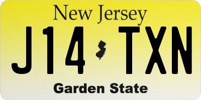 NJ license plate J14TXN