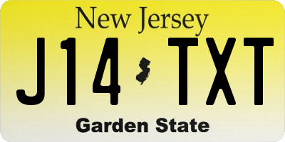 NJ license plate J14TXT
