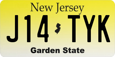 NJ license plate J14TYK