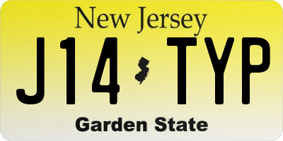 NJ license plate J14TYP