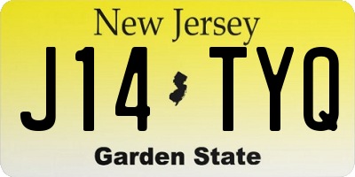 NJ license plate J14TYQ