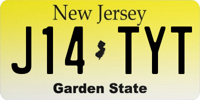 NJ license plate J14TYT