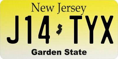 NJ license plate J14TYX