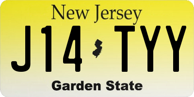 NJ license plate J14TYY