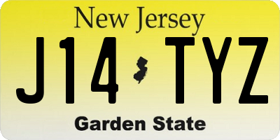 NJ license plate J14TYZ
