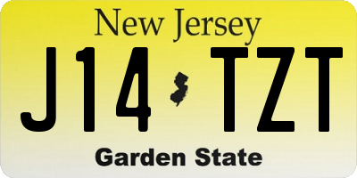 NJ license plate J14TZT