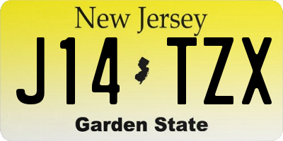 NJ license plate J14TZX