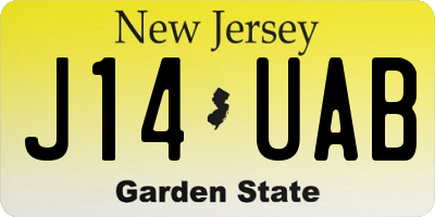 NJ license plate J14UAB