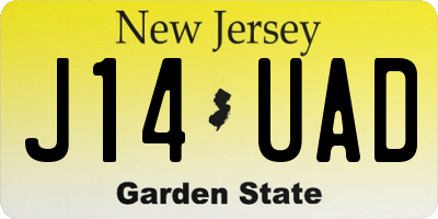 NJ license plate J14UAD