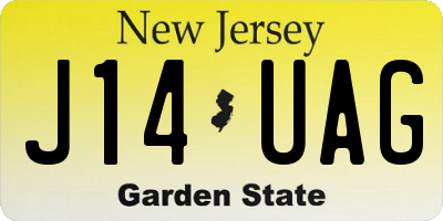 NJ license plate J14UAG