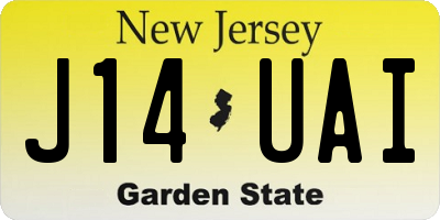 NJ license plate J14UAI