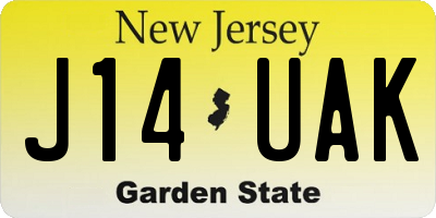 NJ license plate J14UAK