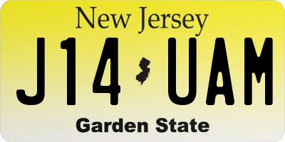 NJ license plate J14UAM