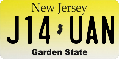 NJ license plate J14UAN