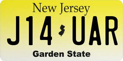 NJ license plate J14UAR