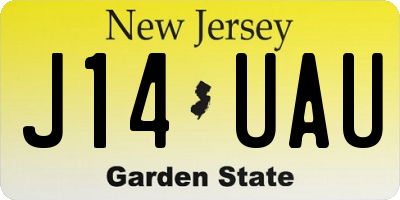 NJ license plate J14UAU