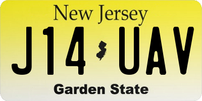 NJ license plate J14UAV