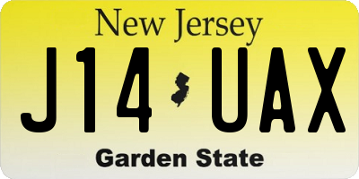NJ license plate J14UAX
