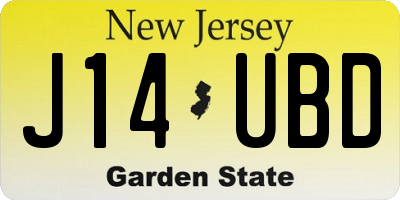 NJ license plate J14UBD