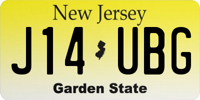 NJ license plate J14UBG