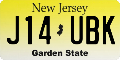 NJ license plate J14UBK