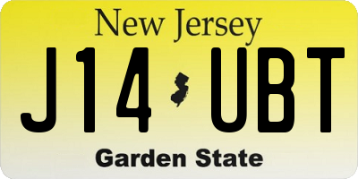 NJ license plate J14UBT