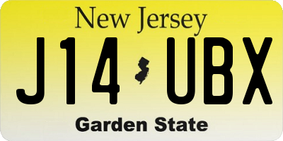 NJ license plate J14UBX