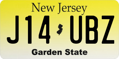 NJ license plate J14UBZ