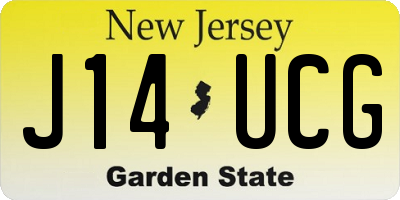 NJ license plate J14UCG