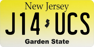 NJ license plate J14UCS