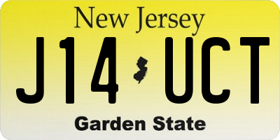 NJ license plate J14UCT