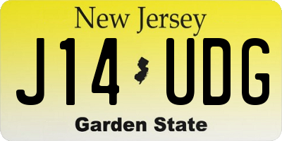 NJ license plate J14UDG