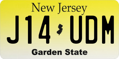NJ license plate J14UDM