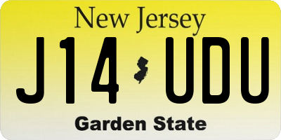 NJ license plate J14UDU