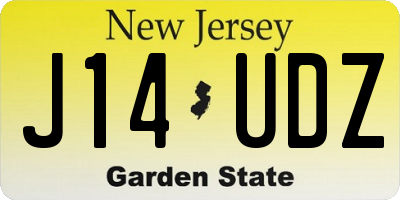 NJ license plate J14UDZ