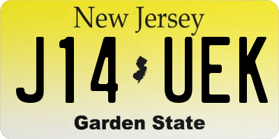 NJ license plate J14UEK