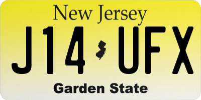 NJ license plate J14UFX