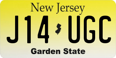 NJ license plate J14UGC