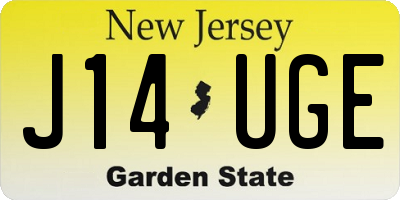 NJ license plate J14UGE