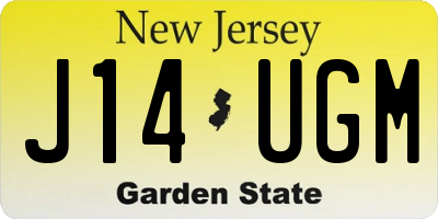 NJ license plate J14UGM