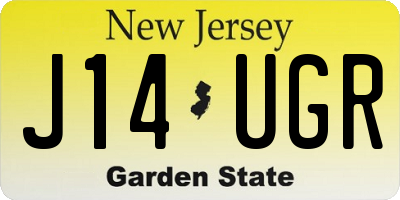 NJ license plate J14UGR